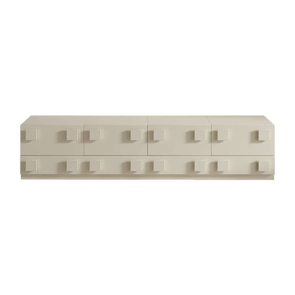Modern Off-White TV Stand For 80"+ TVs With Doors