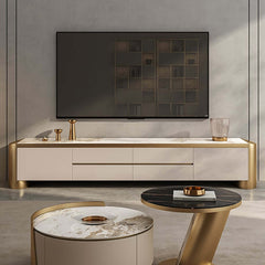 Modern Off-White TV Stand With Drawers - Fits 70-79 Inch TVs