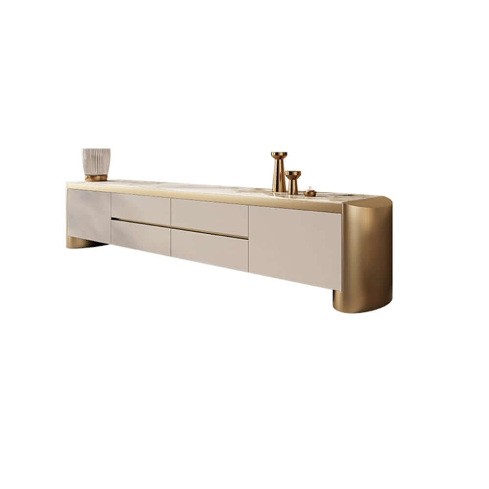 Modern Off-White TV Stand With Drawers - Fits 70-79 Inch TVs