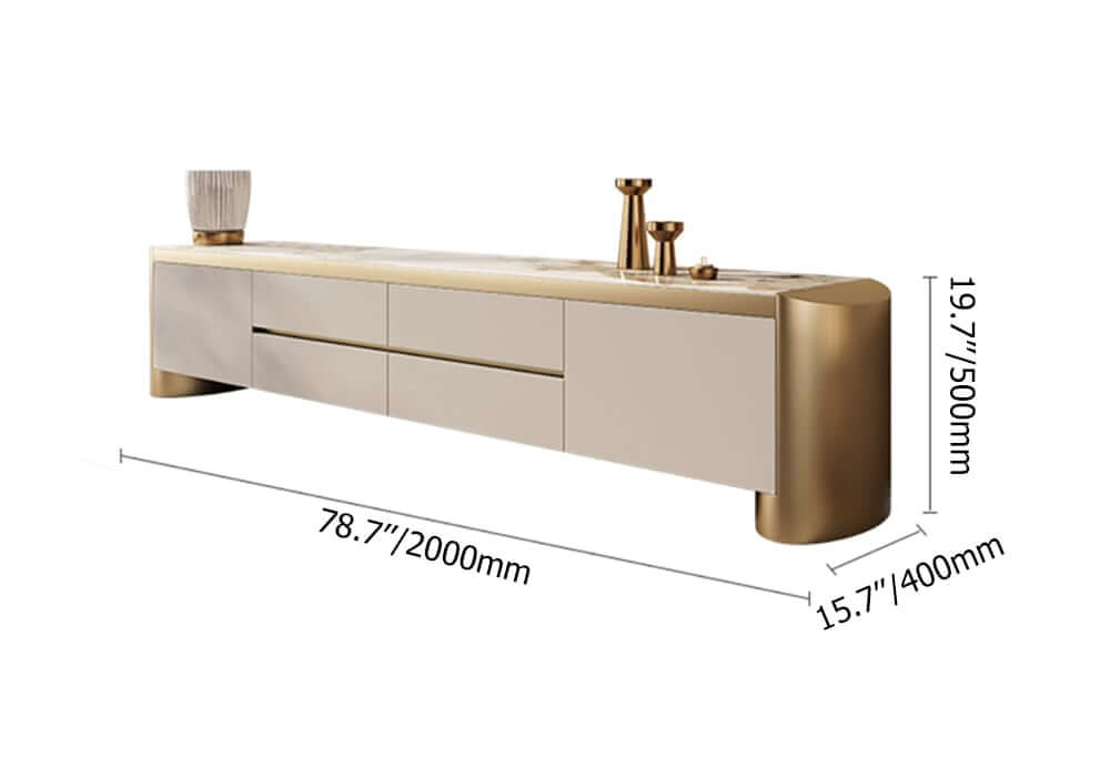 Modern Off-White TV Stand With Drawers - Fits 70-79 Inch TVs Dimensions