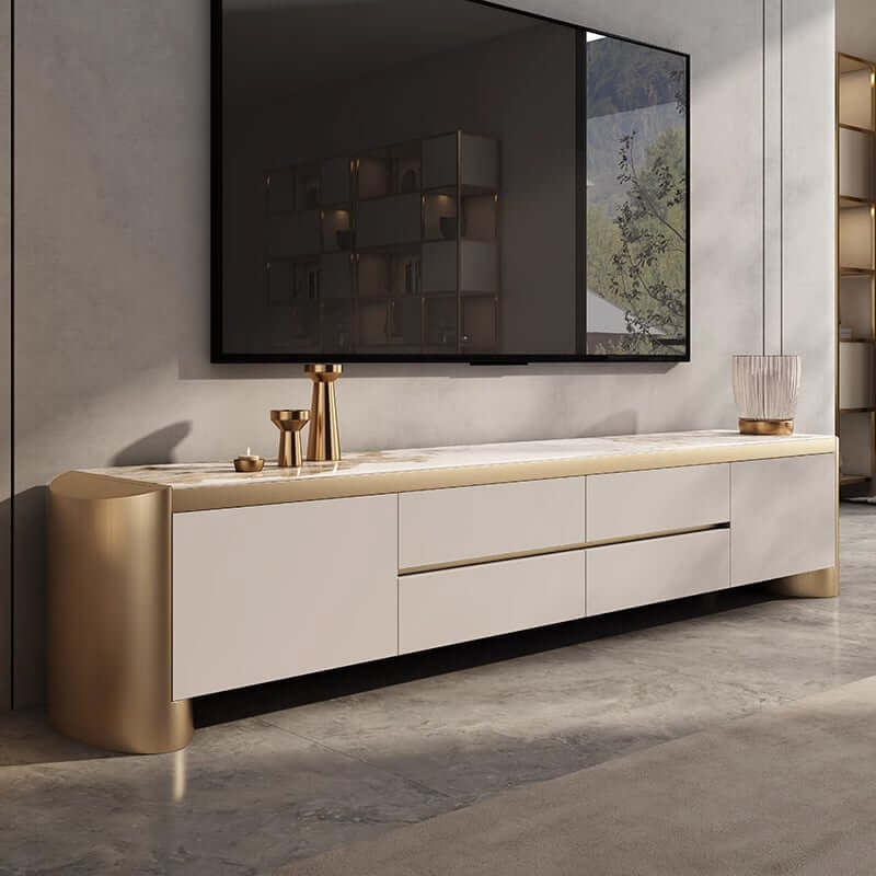 Modern Off-White TV Stand With Drawers - Fits 70-79 Inch TVs Main Product Image