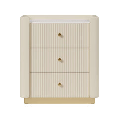 Modern Off-White Upholstered Bed with USB Ports and Gold Accents