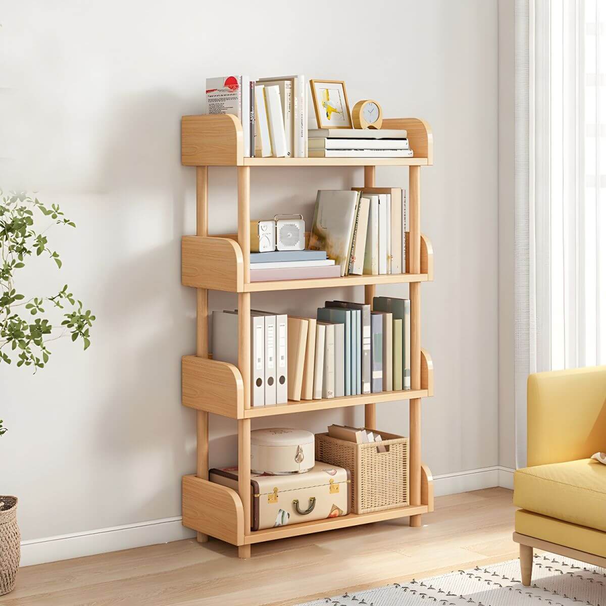 Modern Open-Back Kids Bookshelf with Non-Slip Wood Shelves