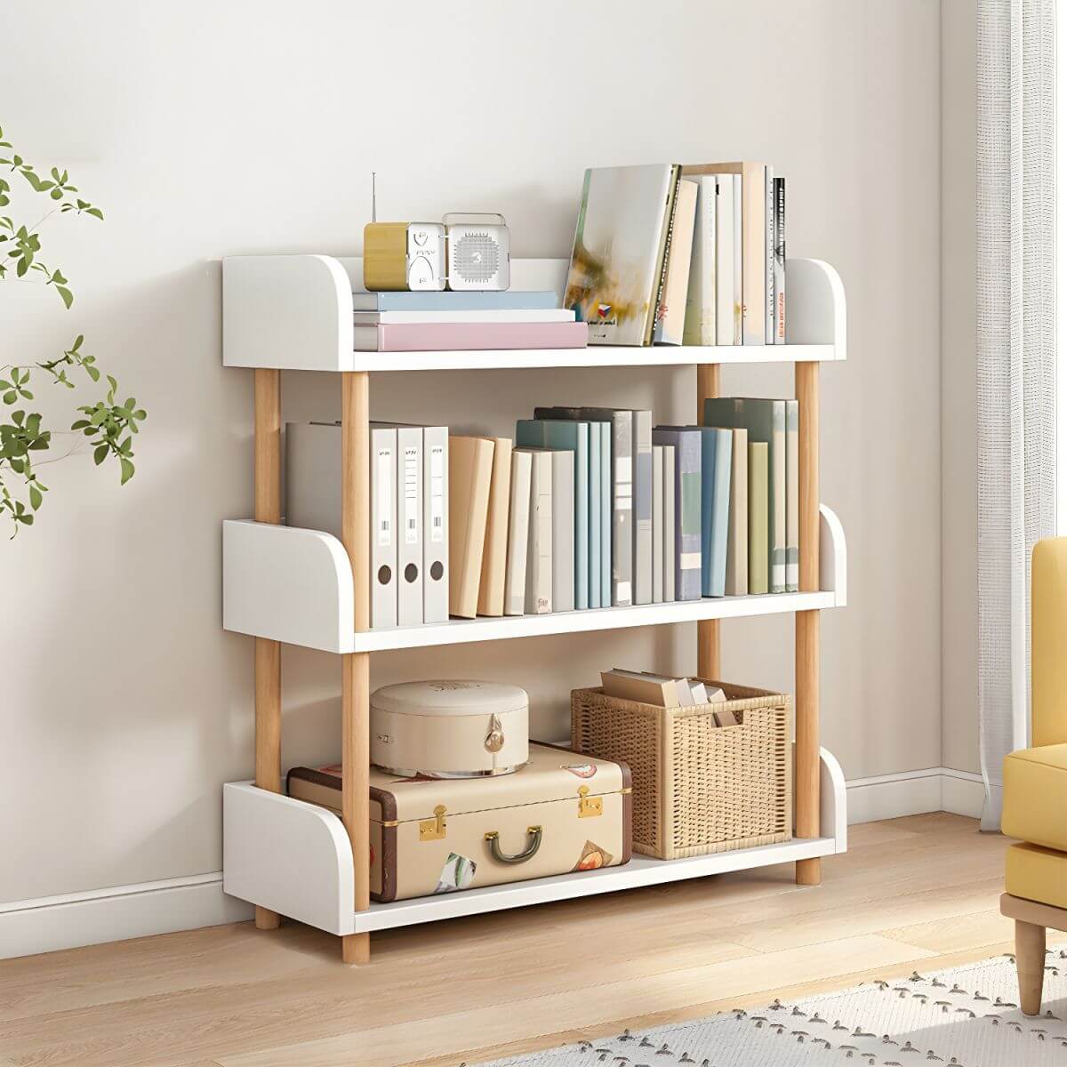 Modern Open-Back Kids Bookshelf with Non-Slip Wood Shelves