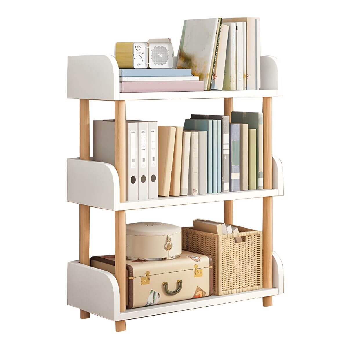 Modern Open-Back Kids Bookshelf with Non-Slip Wood Shelves