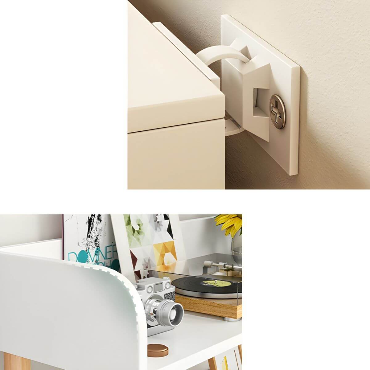 Modern Open-Back Kids Bookshelf with Non-Slip Wood Shelves
