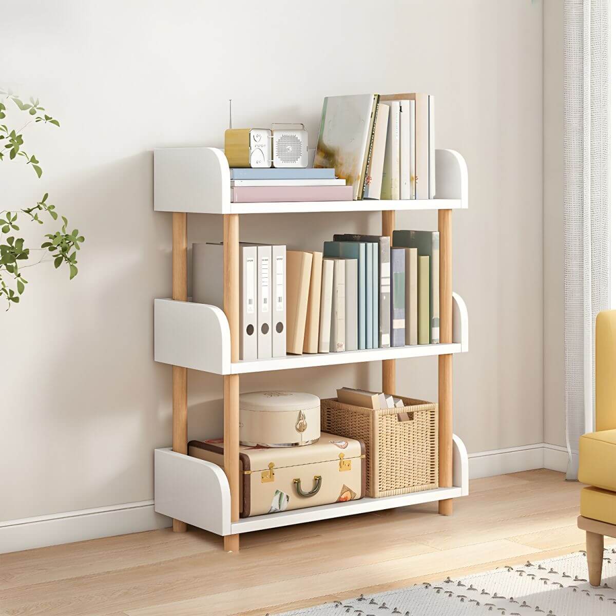 Modern Open-Back Kids Bookshelf with Non-Slip Wood Shelves