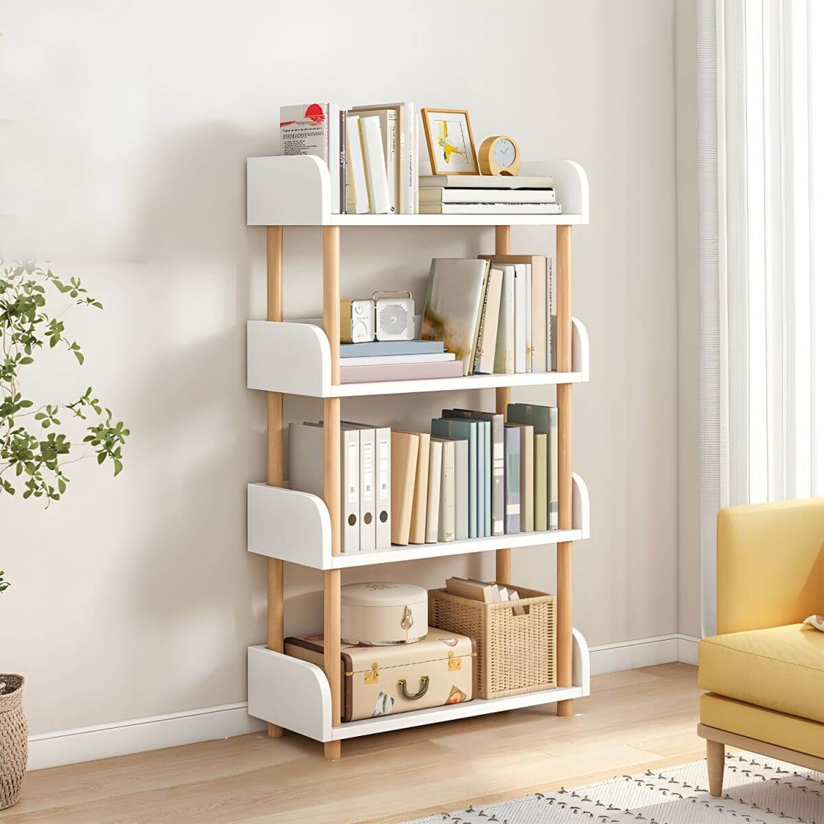 Modern Open-Back Kids Bookshelf with Non-Slip Wood Shelves