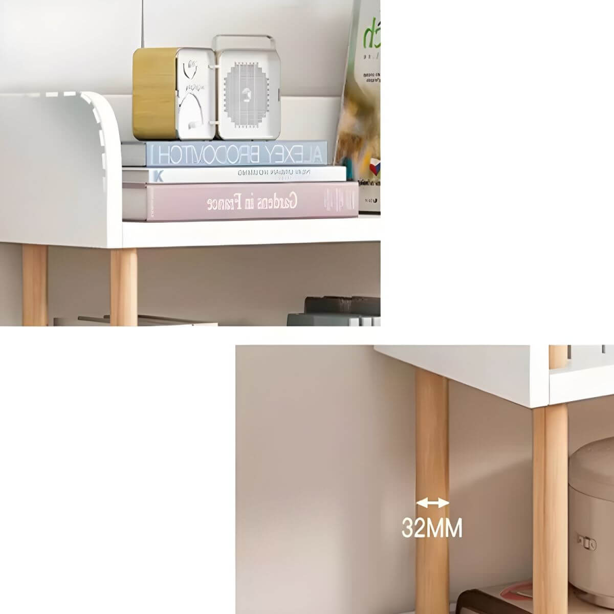Modern Open-Back Kids Bookshelf with Non-Slip Wood Shelves