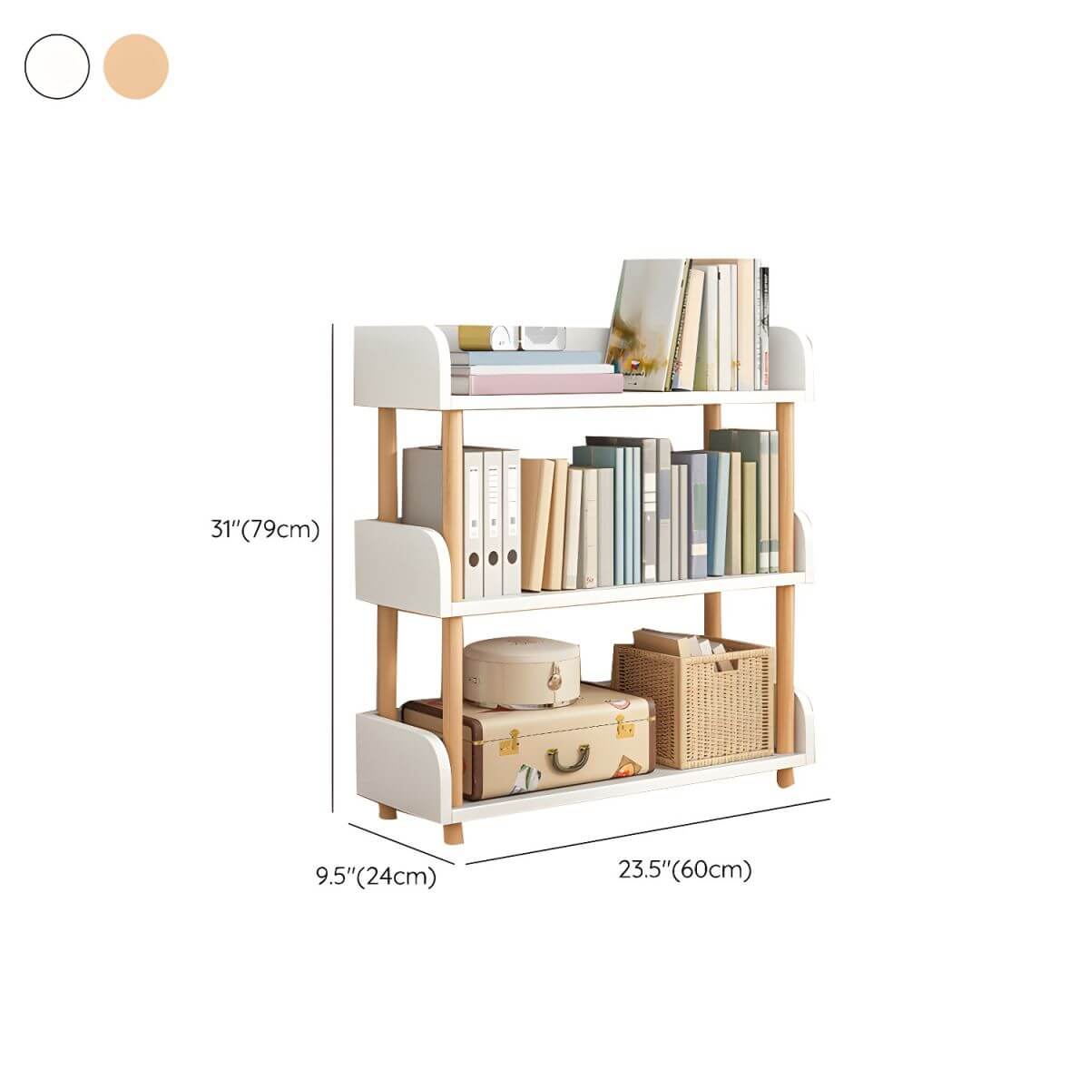 Modern Open-Back Kids Bookshelf with Non-Slip Wood Shelves Dimensions
