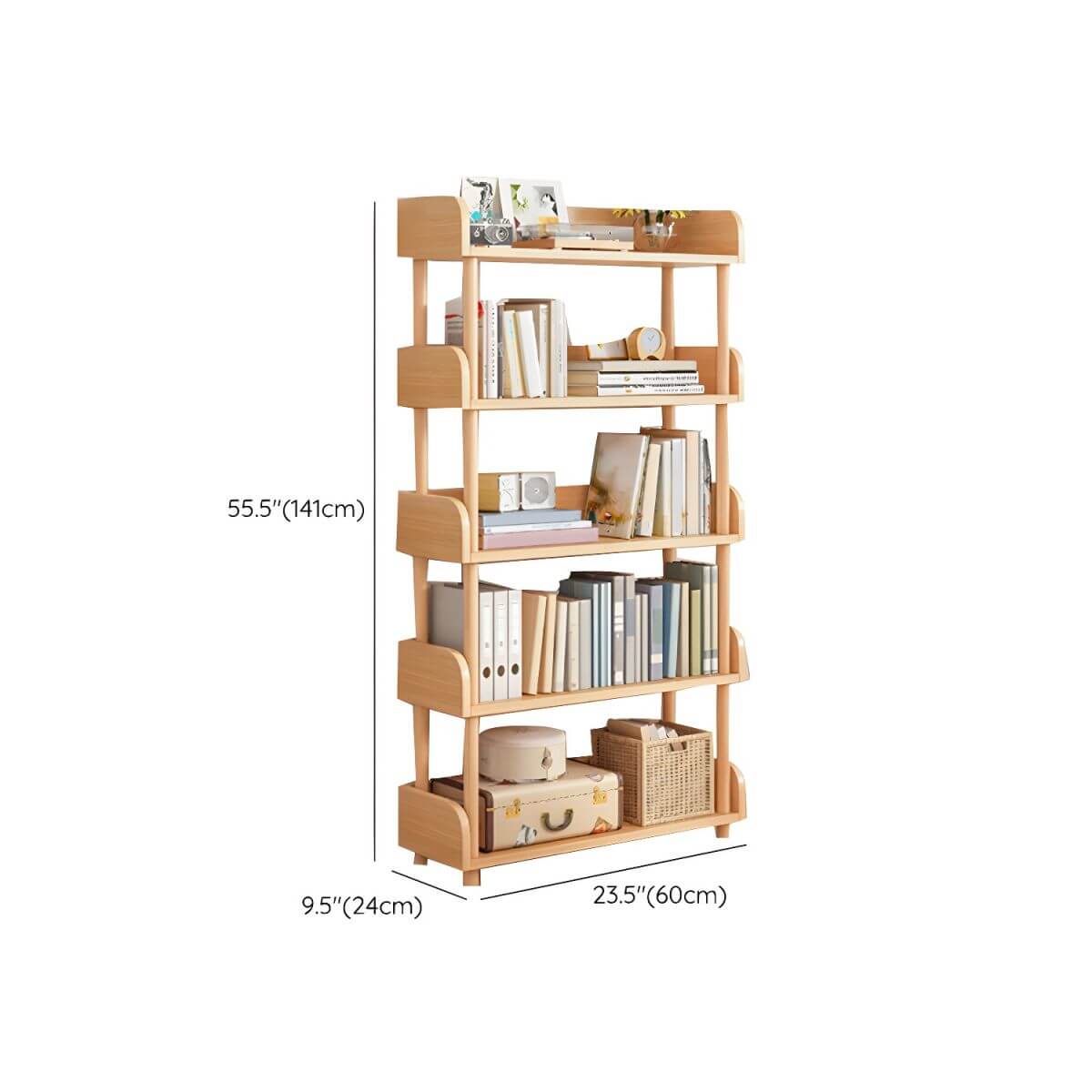 Modern Open-Back Kids Bookshelf with Non-Slip Wood Shelves Dimensions