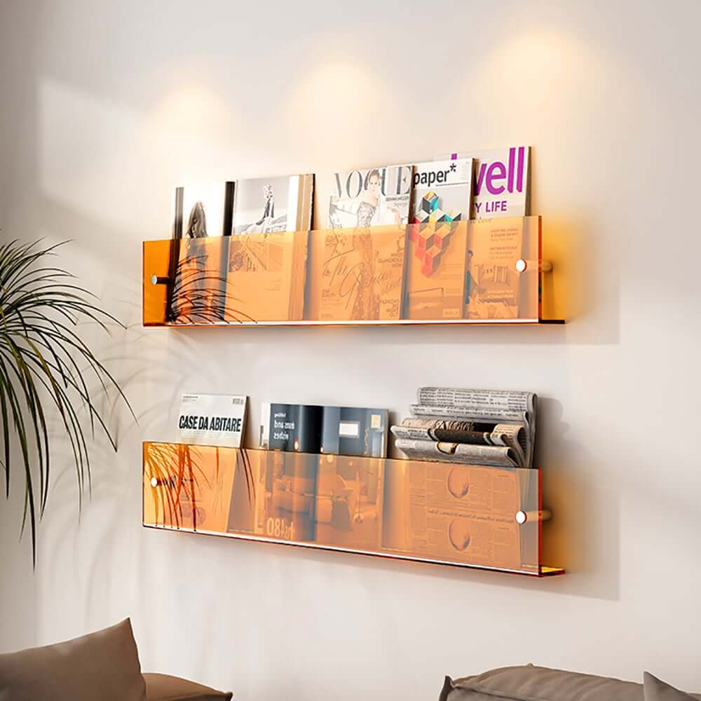 Modern Orange Acrylic Floating Shelf for Stylish Home Organization