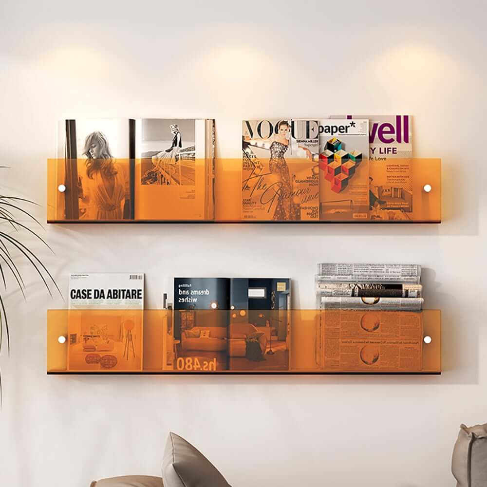 Modern Orange Acrylic Floating Shelf for Stylish Home Organization