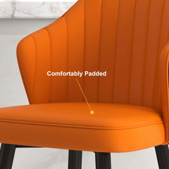 Modern Orange Faux Leather Counter Stool With Footrest
