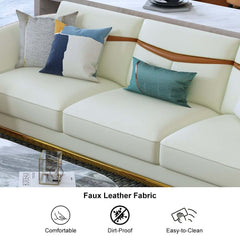 Modern Orange Faux Leather Living Room Set, 3-Piece