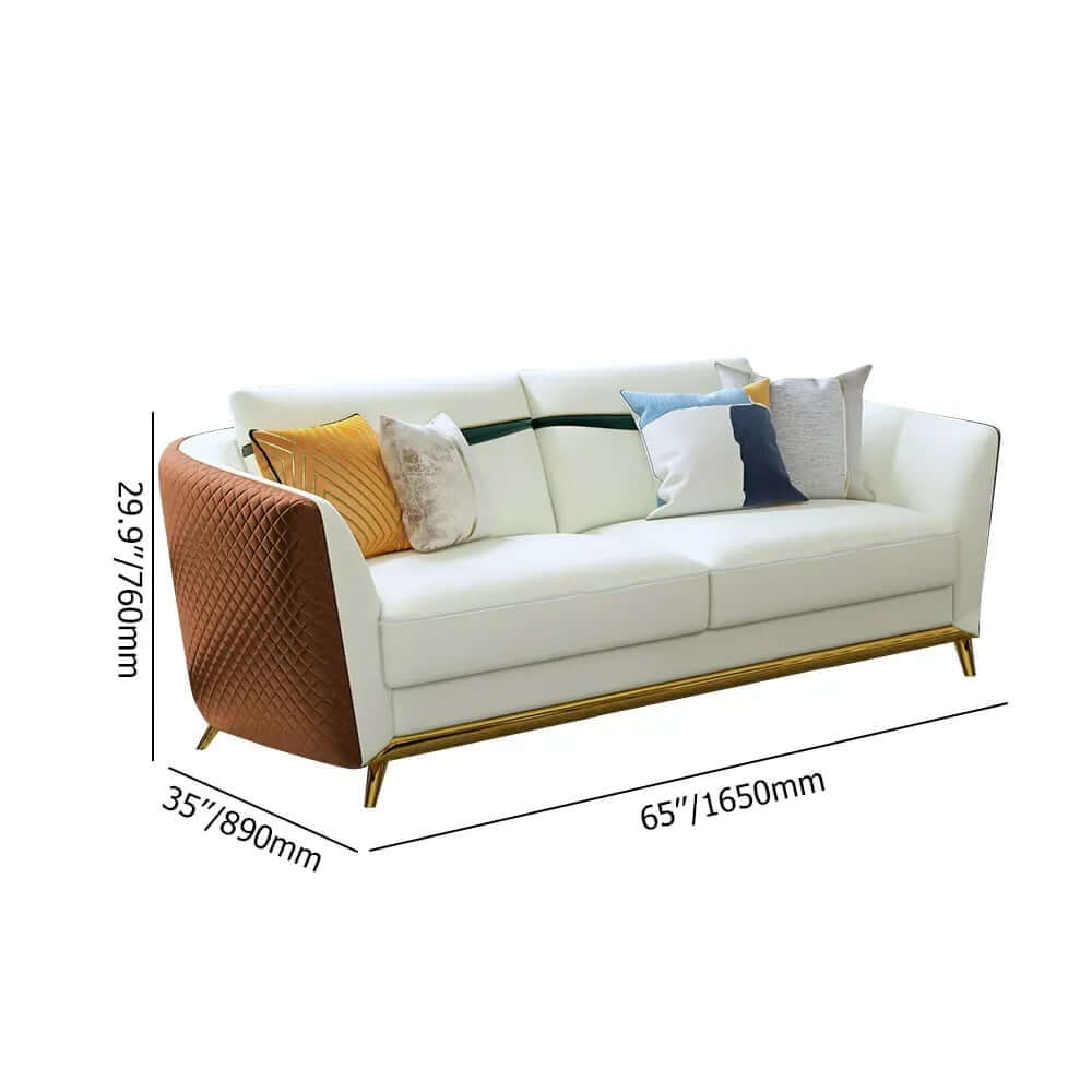 Modern Orange Faux Leather Living Room Set, 3-Piece Dimensions