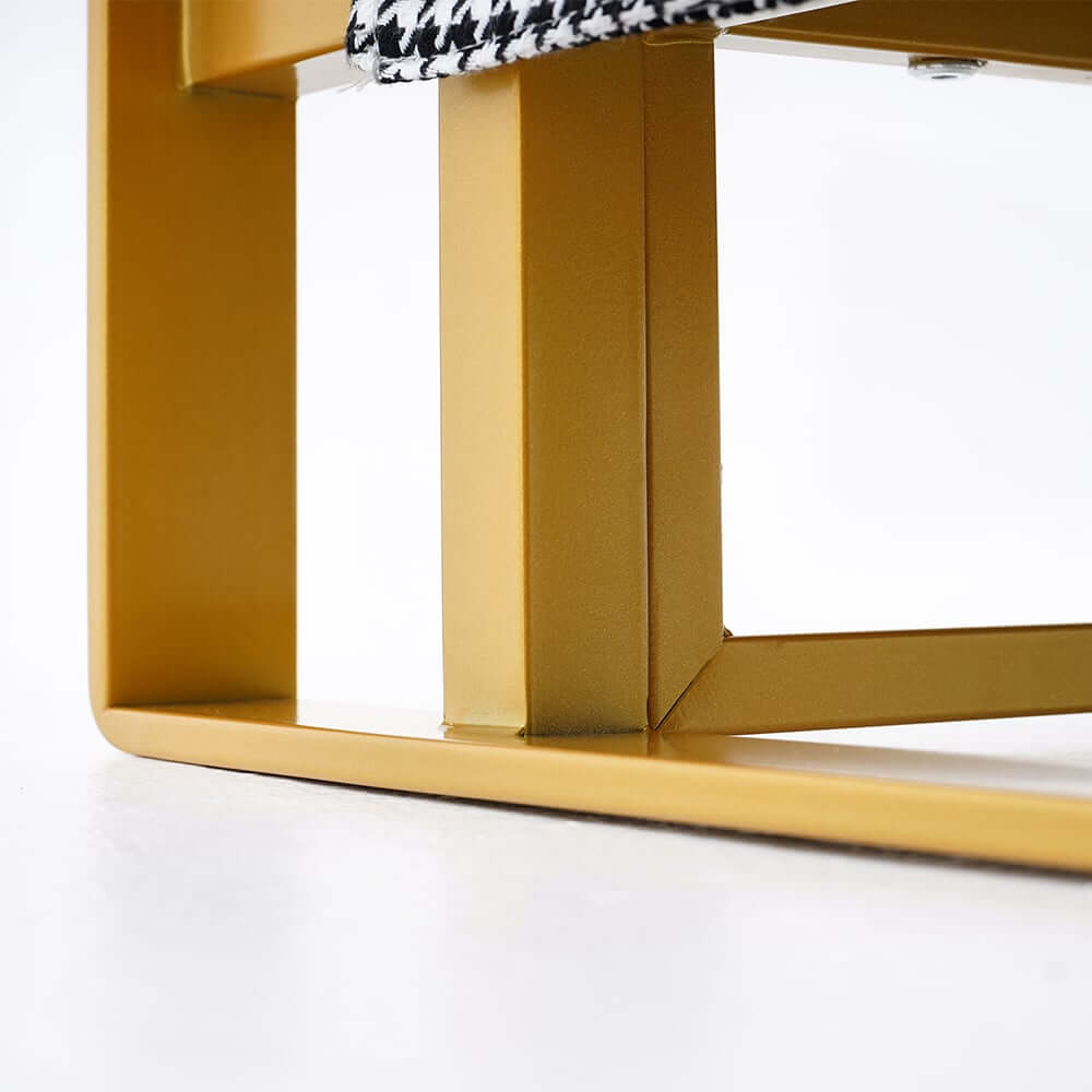 Modern Orange Linen Daybed with Gold Metal Legs