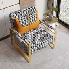 Modern Orange Linen Daybed with Gold Metal Legs