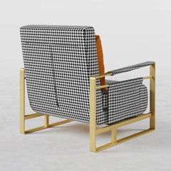 Modern Orange Linen Daybed with Gold Metal Legs