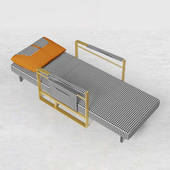 Modern Orange Linen Daybed with Gold Metal Legs