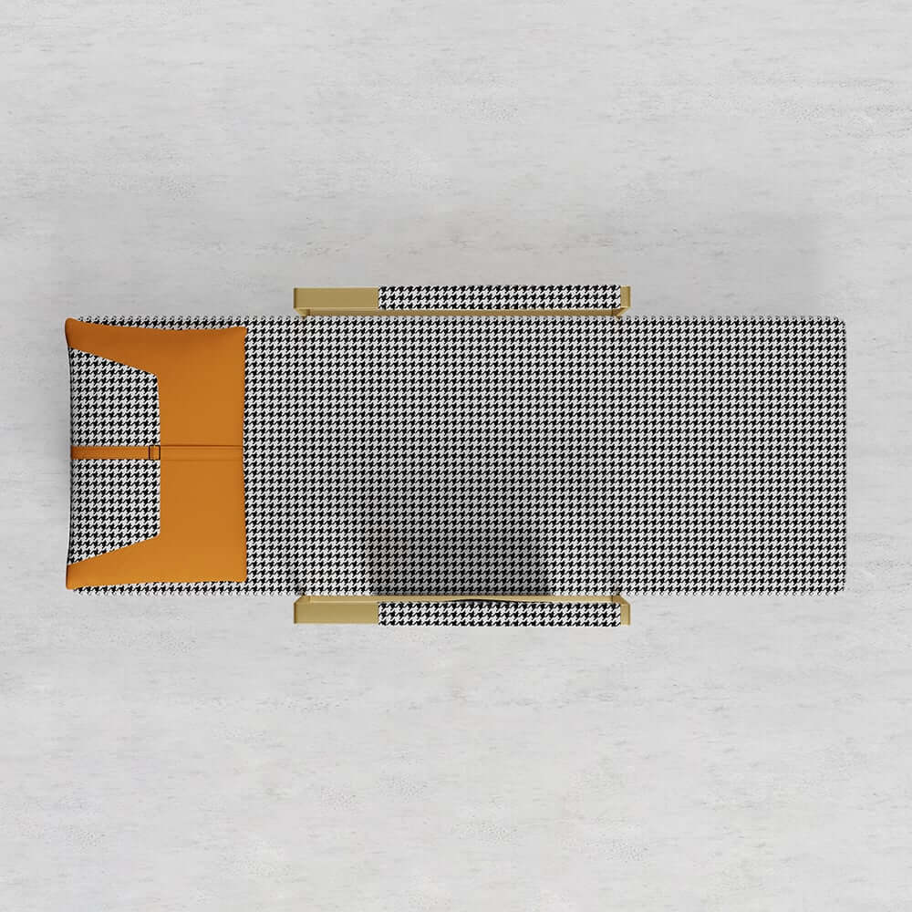 Modern Orange Linen Daybed with Gold Metal Legs