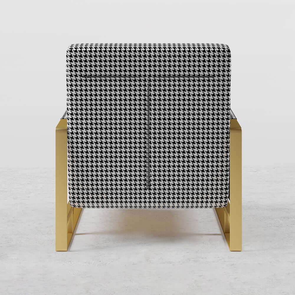 Modern Orange Linen Daybed with Gold Metal Legs