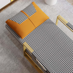 Modern Orange Linen Daybed with Gold Metal Legs