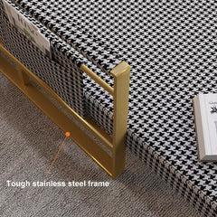 Modern Orange Linen Daybed with Gold Metal Legs