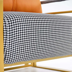 Modern Orange Linen Daybed with Gold Metal Legs