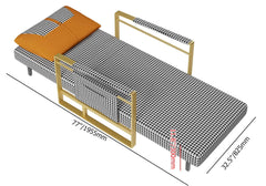 Modern Orange Linen Daybed with Gold Metal Legs Dimensions
