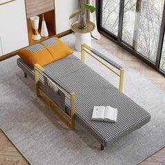Modern Orange Linen Daybed with Gold Metal Legs Main Product Image