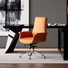 Modern Orange PU Leather Conference Chair with Adjustable Height