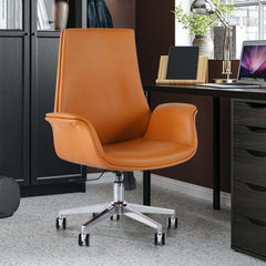 Modern Orange PU Leather Conference Chair with Adjustable Height