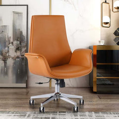 Modern Orange PU Leather Conference Chair with Adjustable Height