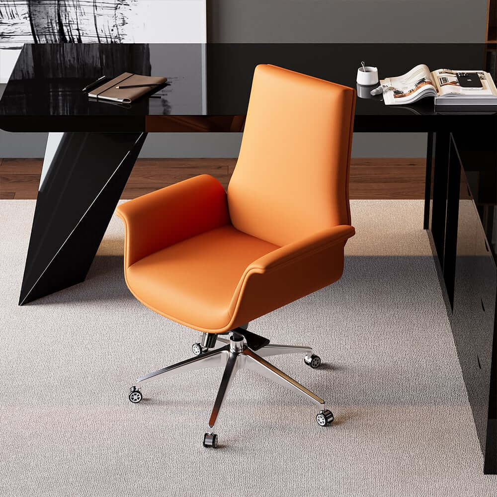 Modern Orange PU Leather Conference Chair with Adjustable Height