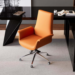 Modern Orange PU Leather Conference Chair with Adjustable Height