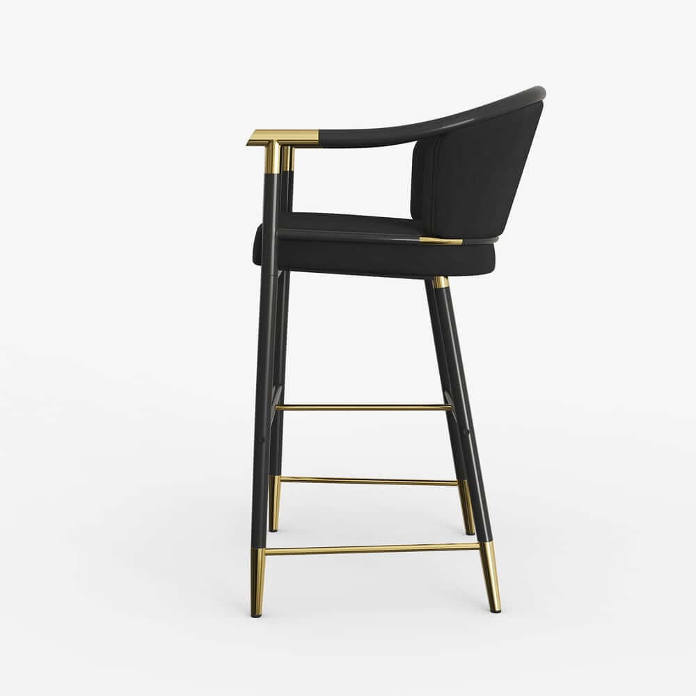 Modern Orange Velvet Bar Stool With Arms