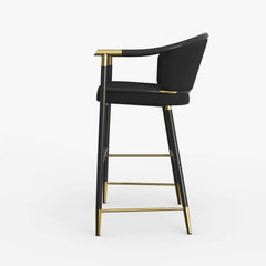 Modern Orange Velvet Bar Stool With Arms