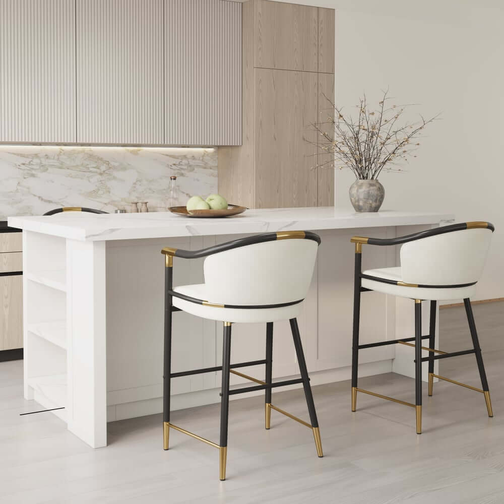 Modern Orange Velvet Bar Stool With Arms