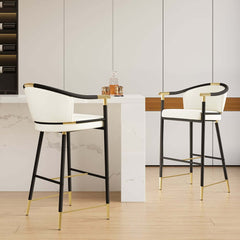 Modern Orange Velvet Bar Stool With Arms