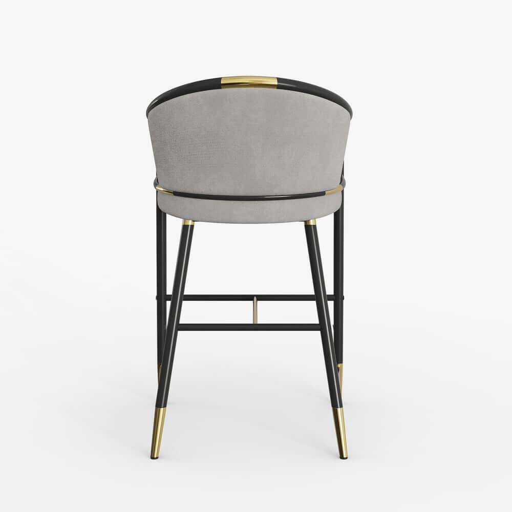 Modern Orange Velvet Bar Stool With Arms