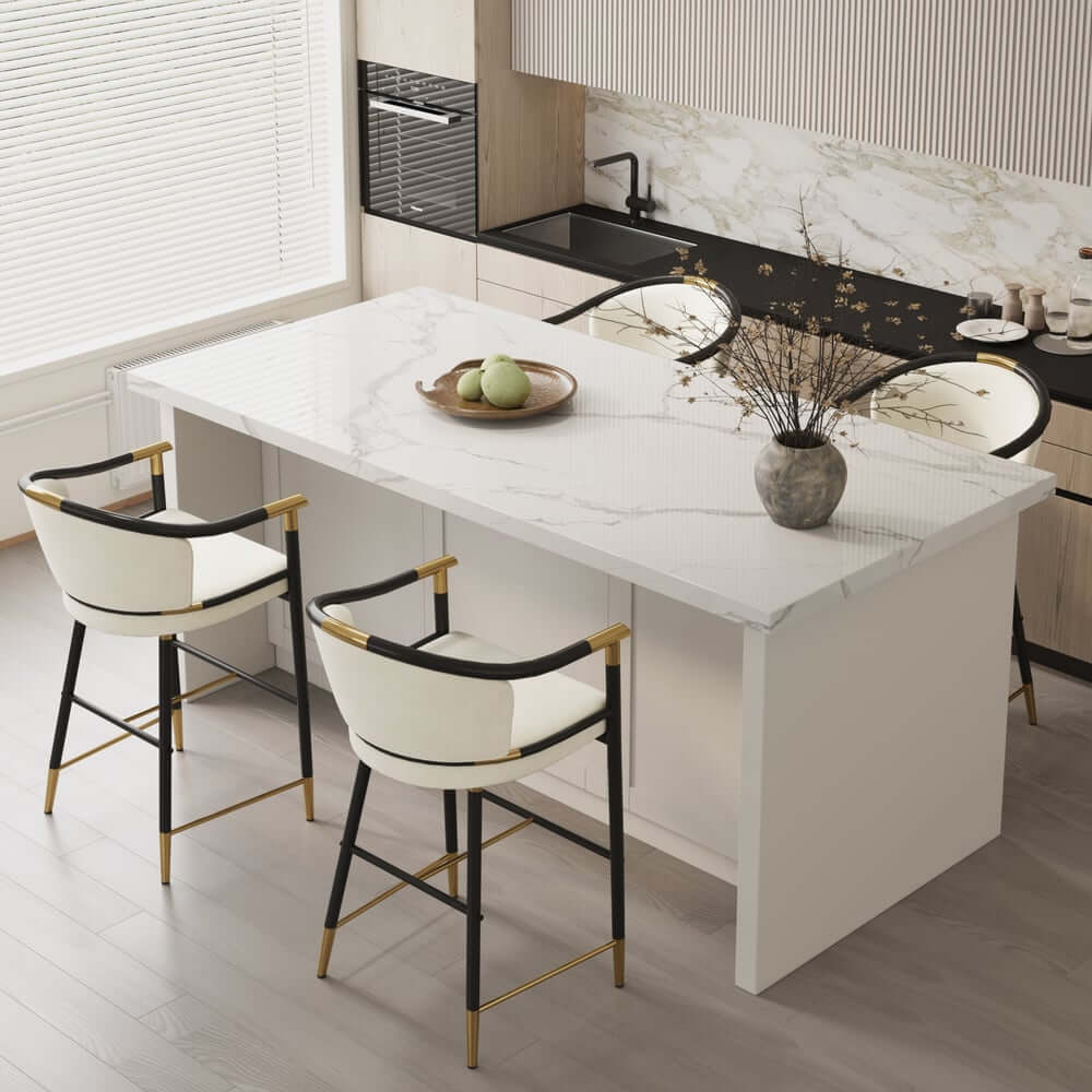 Modern Orange Velvet Bar Stool With Arms
