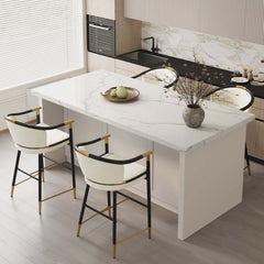 Modern Orange Velvet Bar Stool With Arms