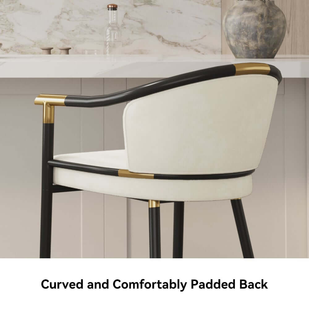 Modern Orange Velvet Bar Stool With Arms