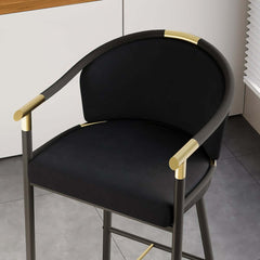 Modern Orange Velvet Bar Stool With Arms