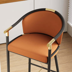 Modern Orange Velvet Bar Stool With Arms