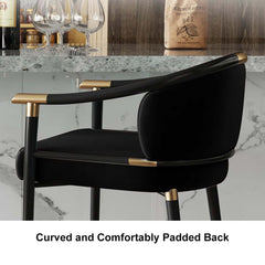 Modern Orange Velvet Bar Stool With Arms