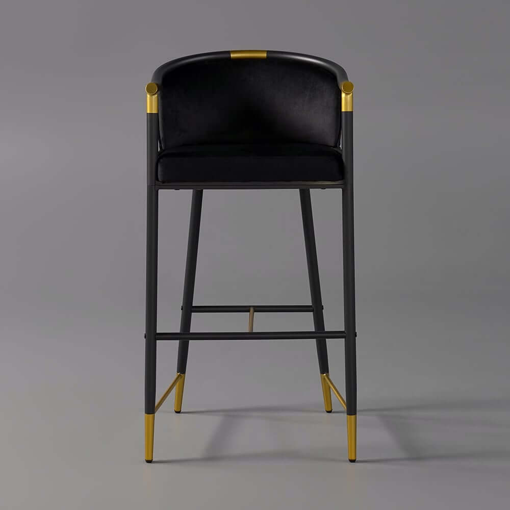 Modern Orange Velvet Bar Stool With Arms