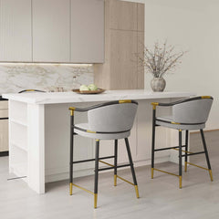 Modern Orange Velvet Bar Stool With Arms