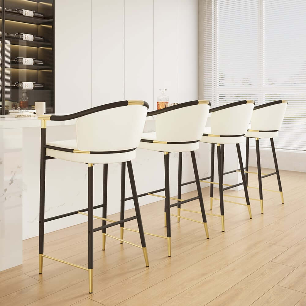 Modern Orange Velvet Bar Stool With Arms